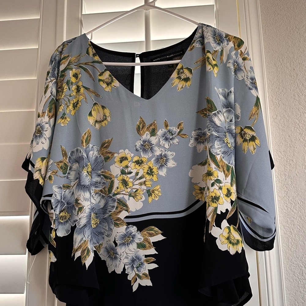 Black Floral Print Women's Top